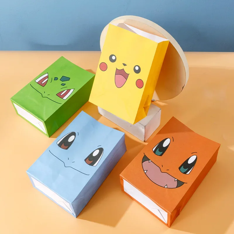 10pcs New Pikachu Pokemon Charmander Birthday Party Decor Candy Gift Bag Snack Paper Cartoon Gift Supplies