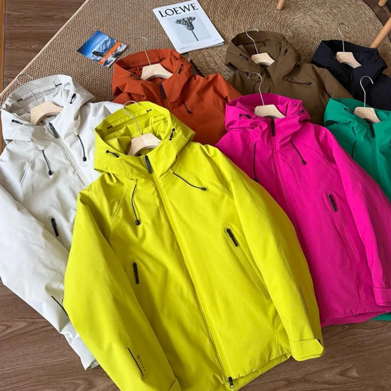 

Unisex Waterproof Windproof Down Jacket, Hooded Design Fashionable Outdoor Warm Down Jacket