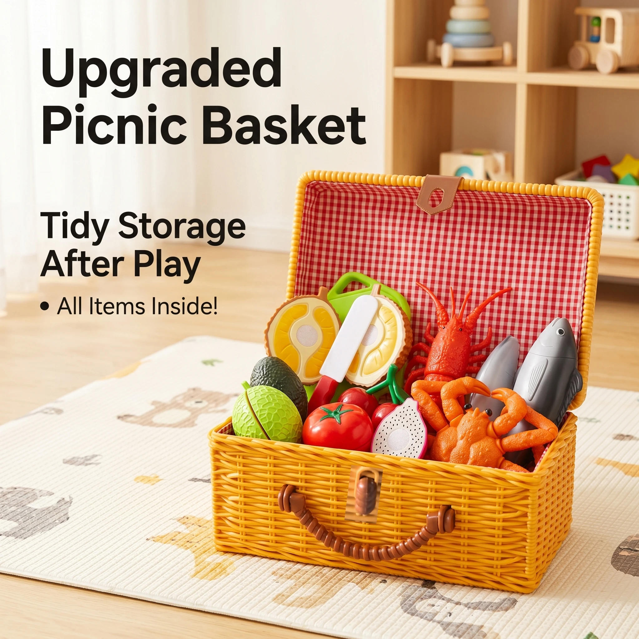 

Игровой набор для раннего развития: Сборная модель крупного лобстера/императорского краба/рыбы, игрушка-конструктор, корзина для нарезки фруктов, имитация фруктов для игры в дочки-матери