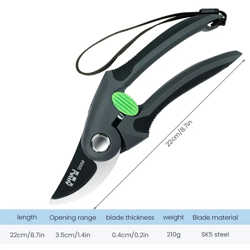 AIRAJ Pruning Shear Garden Tools Labor Saving Scissors Gardening Plant Sharp Branch Pruners Protection Hand Durable