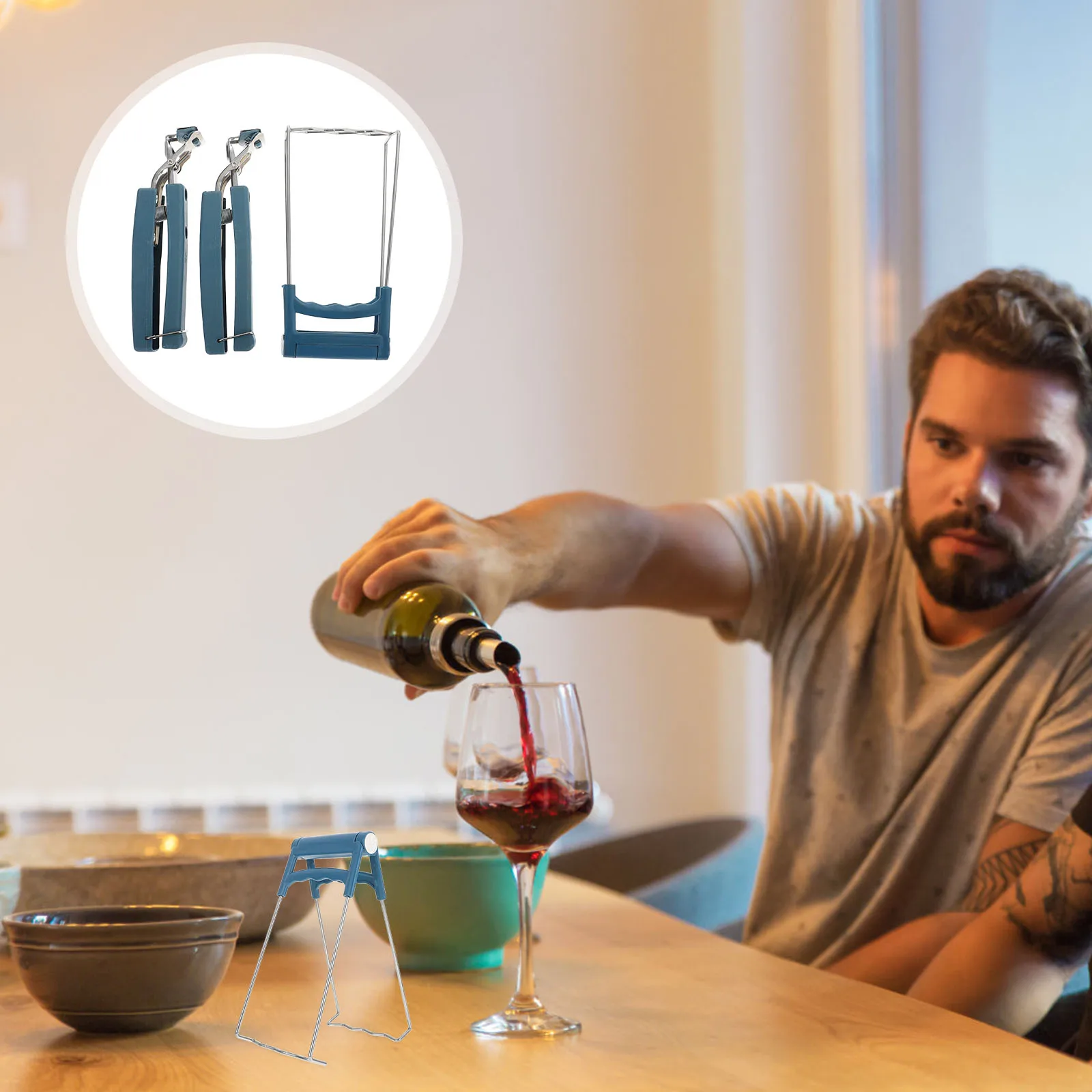 

3 Pcs Dish Clip Holder Tray Gripper Anti-hot Clamp Grippers Stainless Steel Pan Bowl Blue