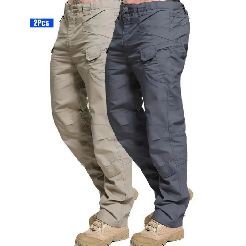 Spodnie robocze taktyczne 2026, wielokieszeniowe, jednokolorowe, z włókna poliestrowego, proste nogawki, eleganckie spodnie codzienne.