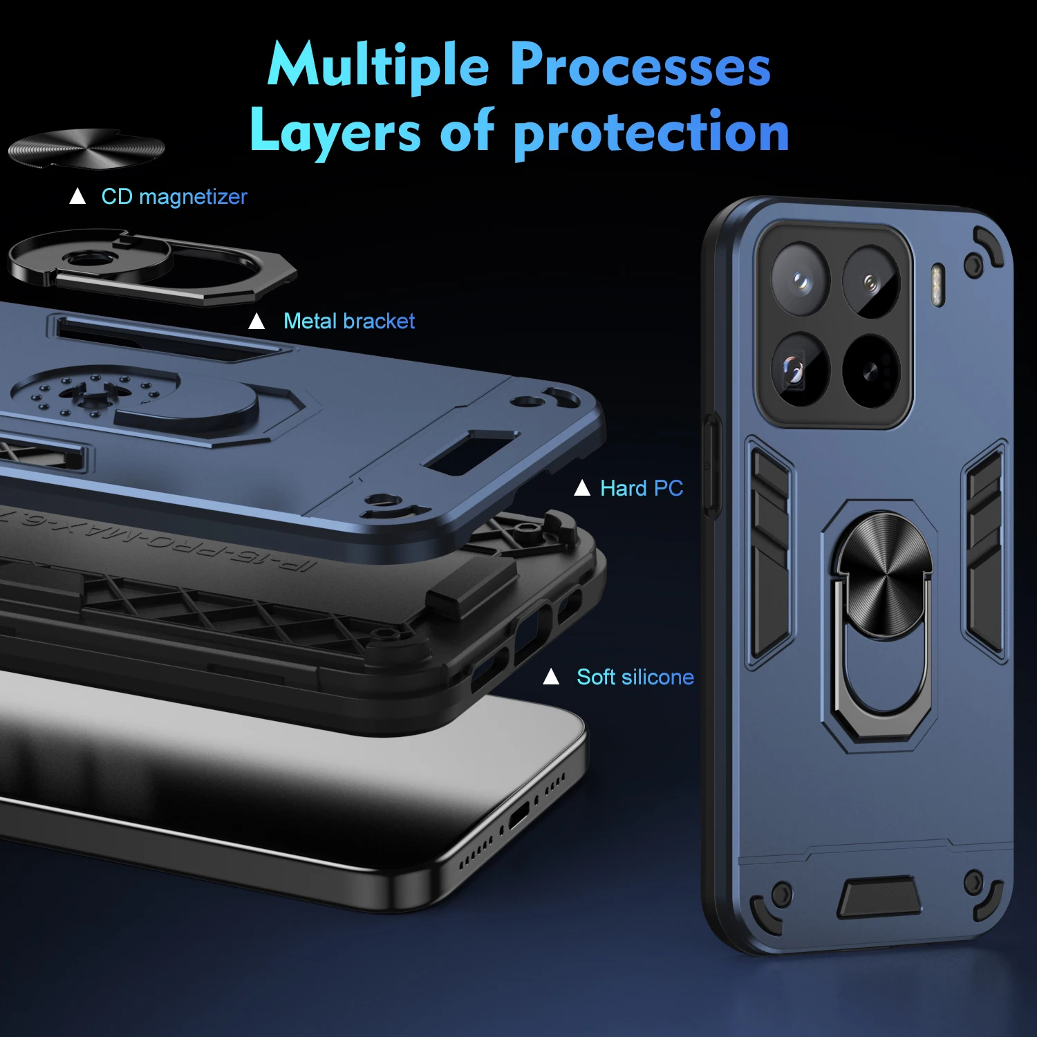 Case for Xiaomi 15 Pro 5G Xiomi 15Pro Car Magnetic Ring Holder Silicone Hard Armor Shockproof Phone Cover Xiaomi15Pro Shell