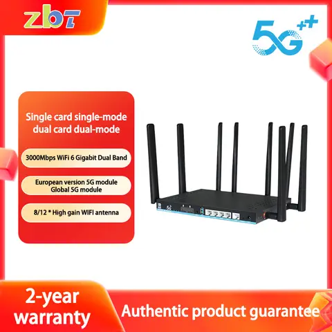 ZBT Dual SIM Card 5G Router 2*SIM Wifi6 3000Mbps Openwrt DDR4 1GB 4*LAN USB3.0 5G Modem MU-MIMO 4T4R Antenna Wifi Booster