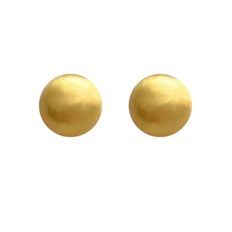 Frosted Gold Color Brushed Half Metal Big Ball Round Earrings for Women Retro Unique Creative Versatile Accessories brincos