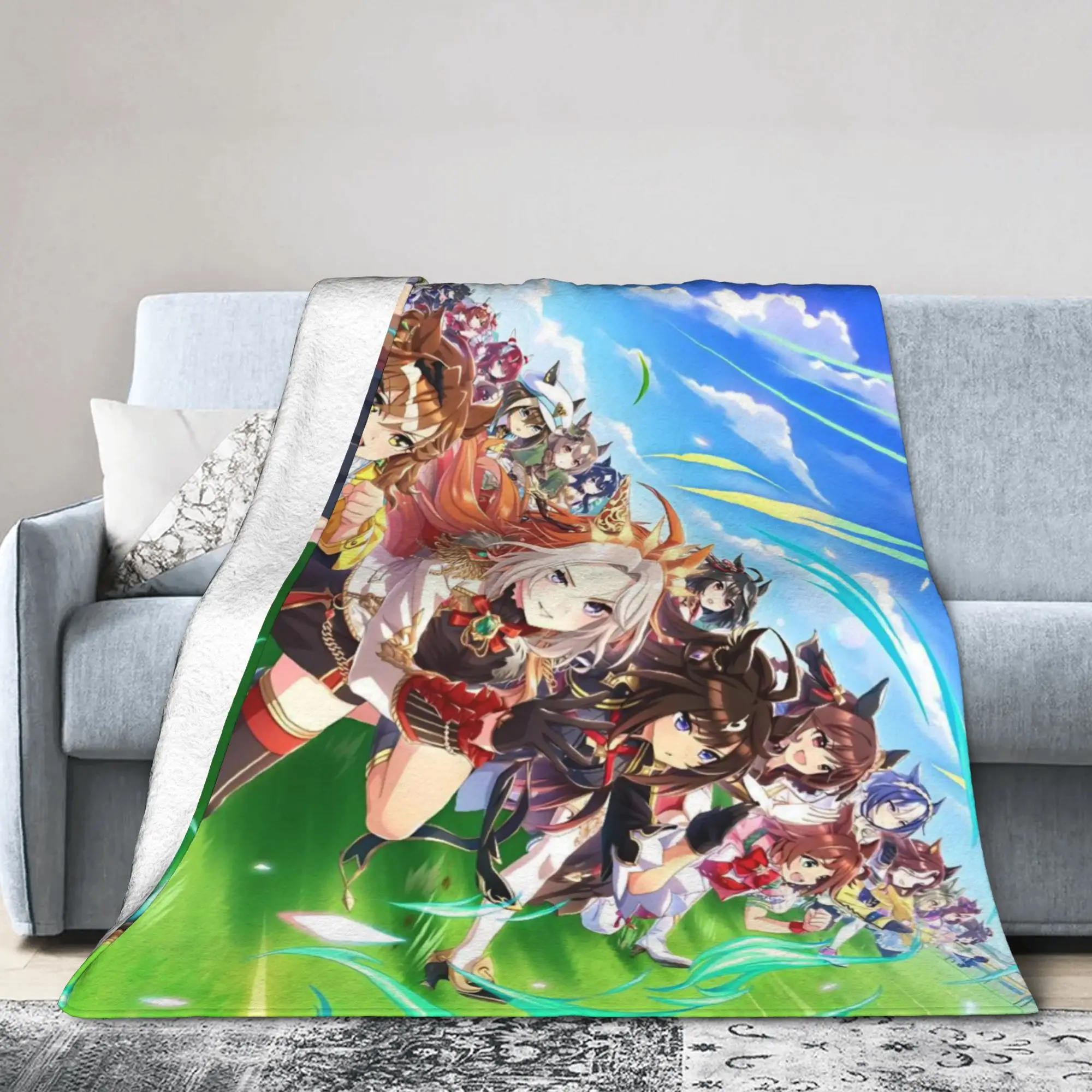 Uma Musume Pretty Derby Blankets Cartoon Anime Flannel Funny Warm Throw Blanket for Coverlet Textile Decor