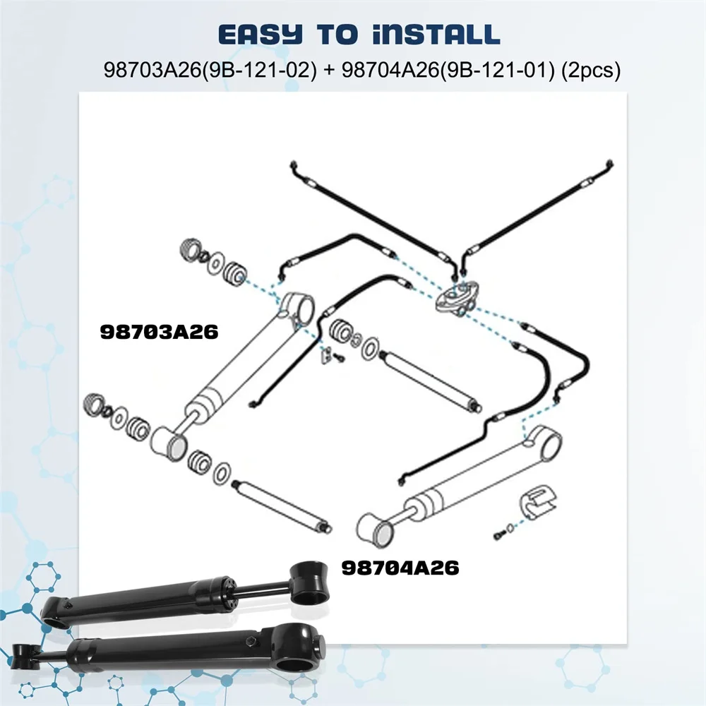 ANX Trim daya luar, Port silinder Tilt Ram & Starboard cocok untuk MerCruiser Mercury-98704A26 & 98703A26 alat perahu