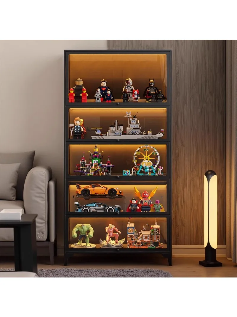 

Figure Display Cabinet Transparent Glass Pain Showcase Household Model Display Cabinet Toy Display Stand Storage