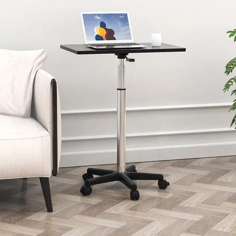 Mobile Laptop Desk with Wheels Adjustable Height Standing Workstation for Bedroom Office Computer Table Sofa Side Cart