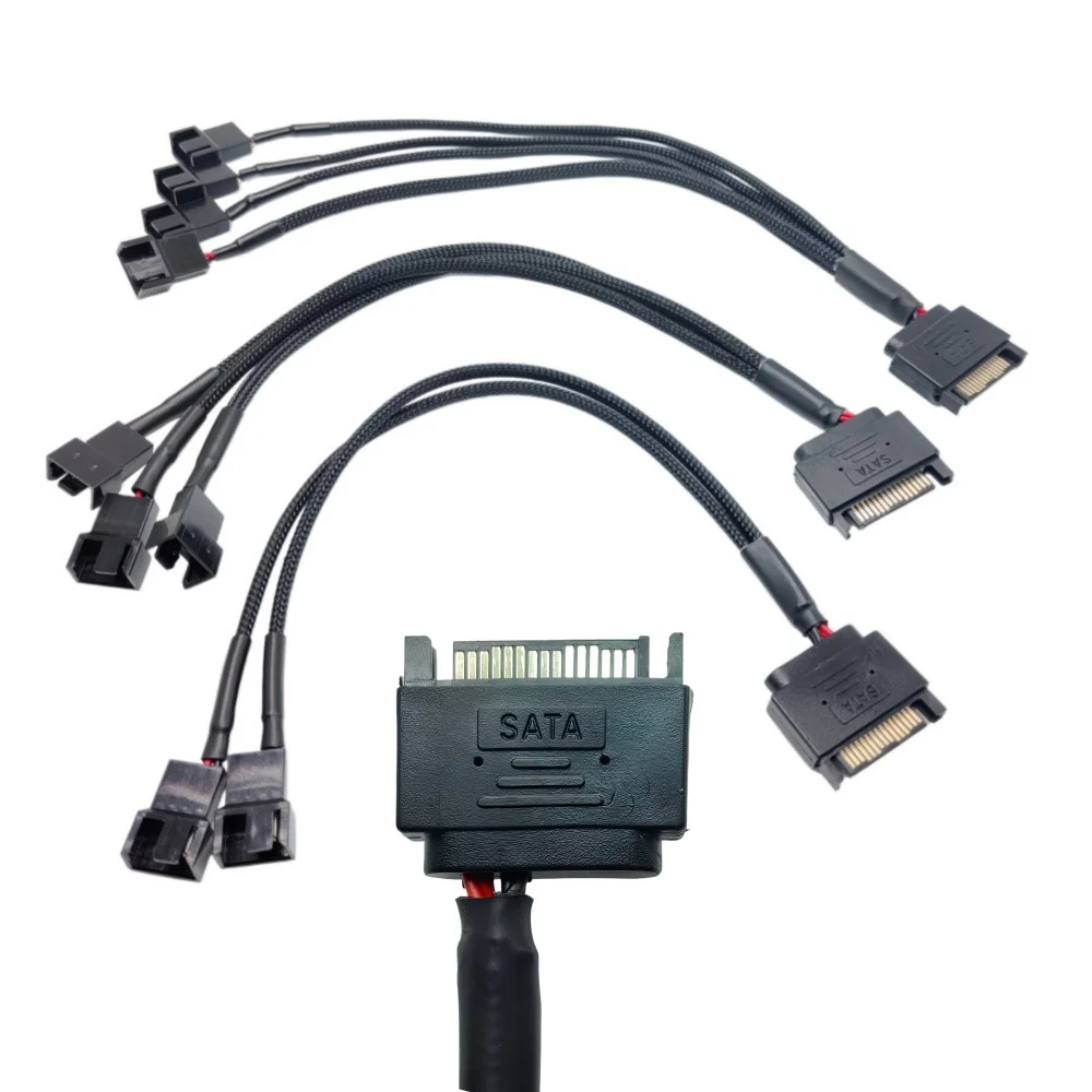 SATA to 3 Pin / 4 Pin Fan Adapter 15 Pin SATA to 12V PC Case Fan Splitter Extension Power Cable Adapter SATA to 4pin 1 Way 3 Way