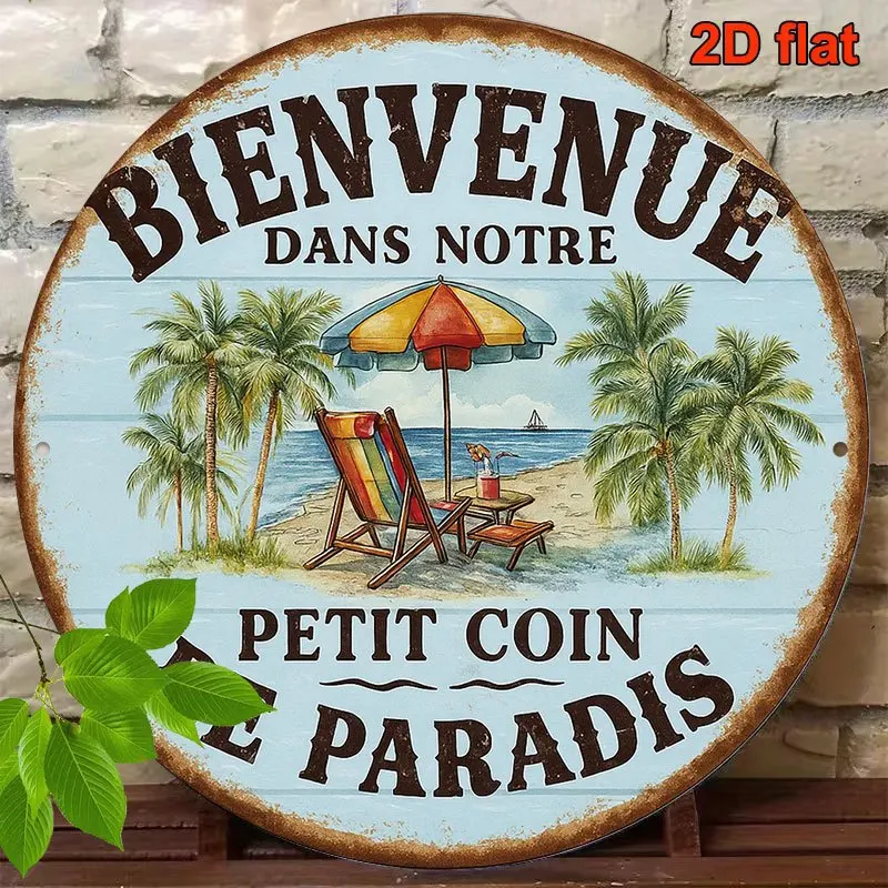 2D Flat Round Sign, Vintage 