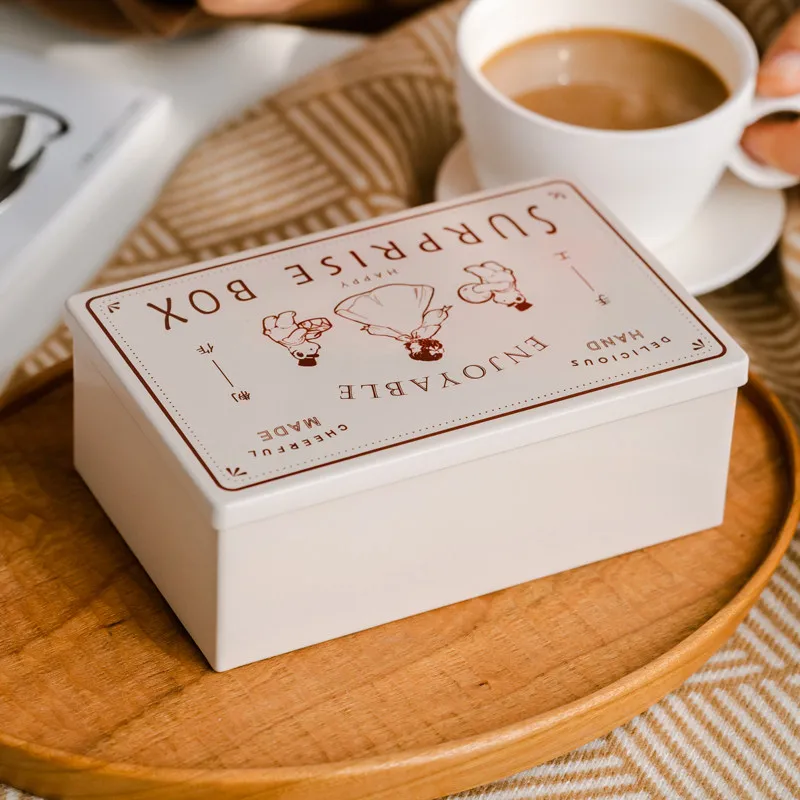 High-Grade Small Cartoon Graffiti Square Cookie Storage Tin Box DIY Handmade Baking Toffee Nougat Candy Empty Packaging Gift Box
