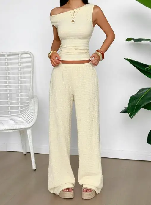 

Sport Simple Sleeveless Vest Solid Color Pants Set for Women's Spring/summer 2025