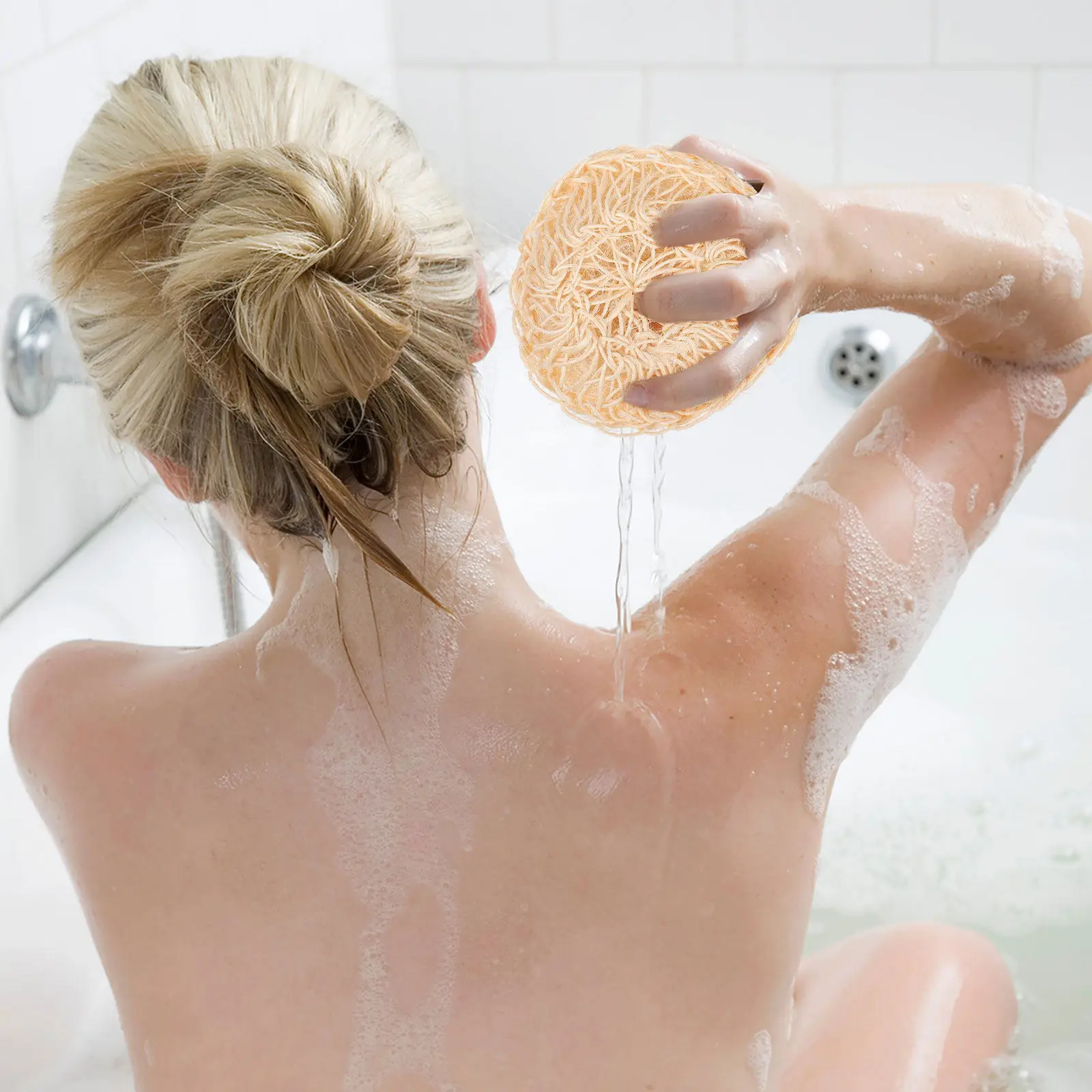 Sisal Bath Balls 2pcs Beige Oval Exfoliating Shower Scrubbers Durable Body Cleaning Sponge