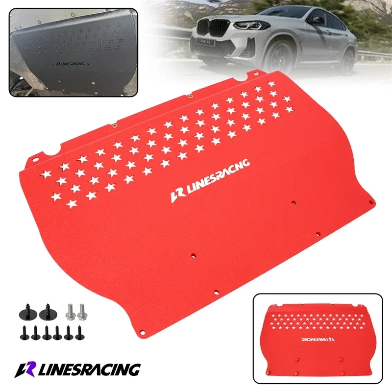 Aluminum Oil Cooler Skid Plate LR Underhood Shield For BMW X3M X4M F97 F98 2019-2023 3.0L L6 DOHC S58 Protection Board Carving