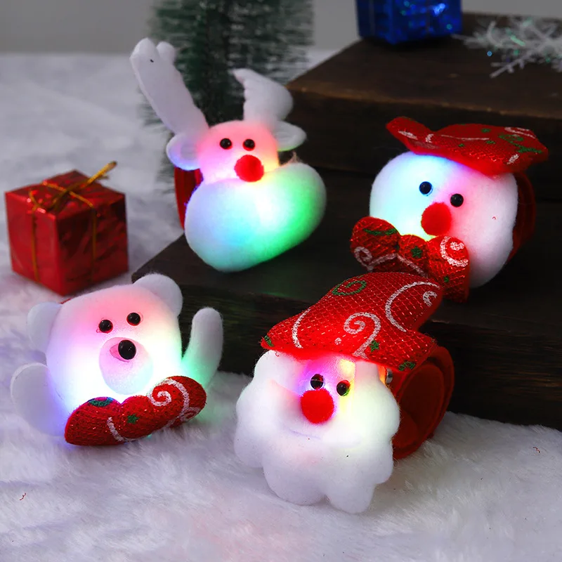 Anneau à pression plonger oyant de dessin animé créatif pour enfants, jouets de bracelet de style de Noël rouge drôle, cadeau de fête de vacances amusant pour enfants, mignon