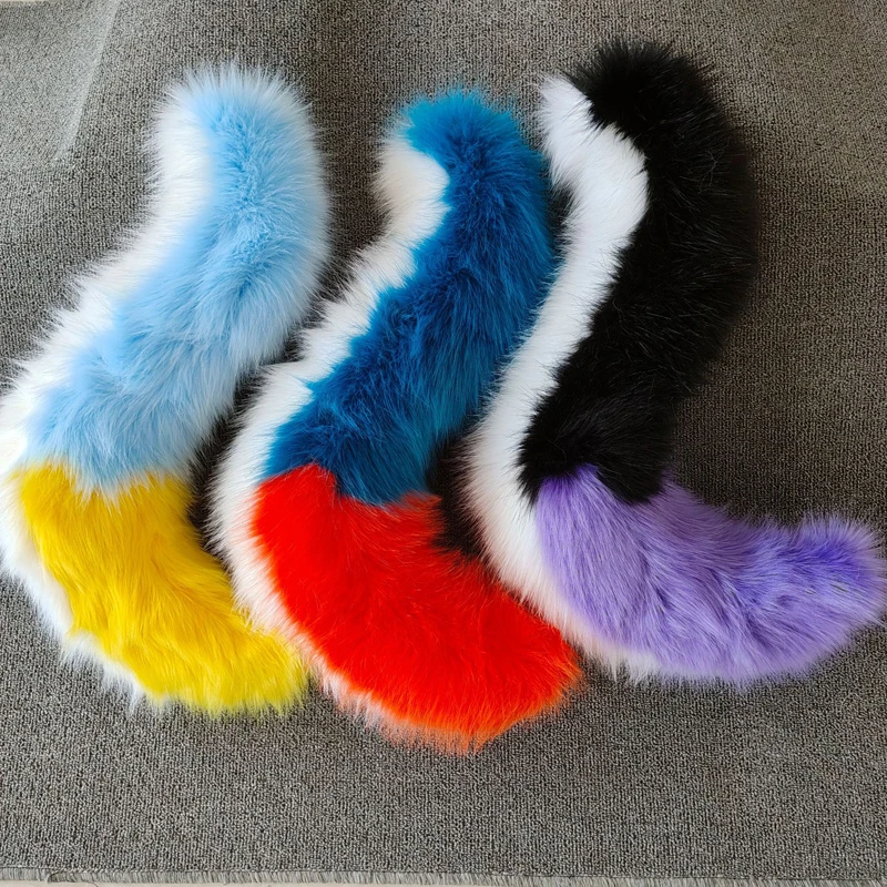 手作りの毛皮のオオカミの尻尾、女の子用ぬいぐるみコスプレアクセサリー、フェイクファーのオオカミの尻尾、ロリータコスプレ、動物の尻尾、ハロウィンパーティー、子供へのギフト