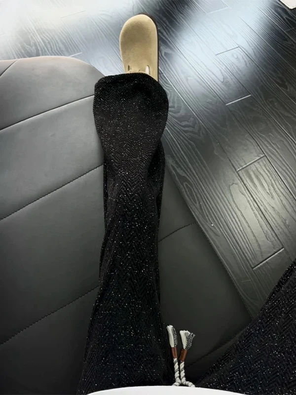 

Мужские вязаные повседневные брюки: осенние, модные, свободного кроя, прямые штанины, из полиэстера, со средней посадкой, трикотажные, стильные