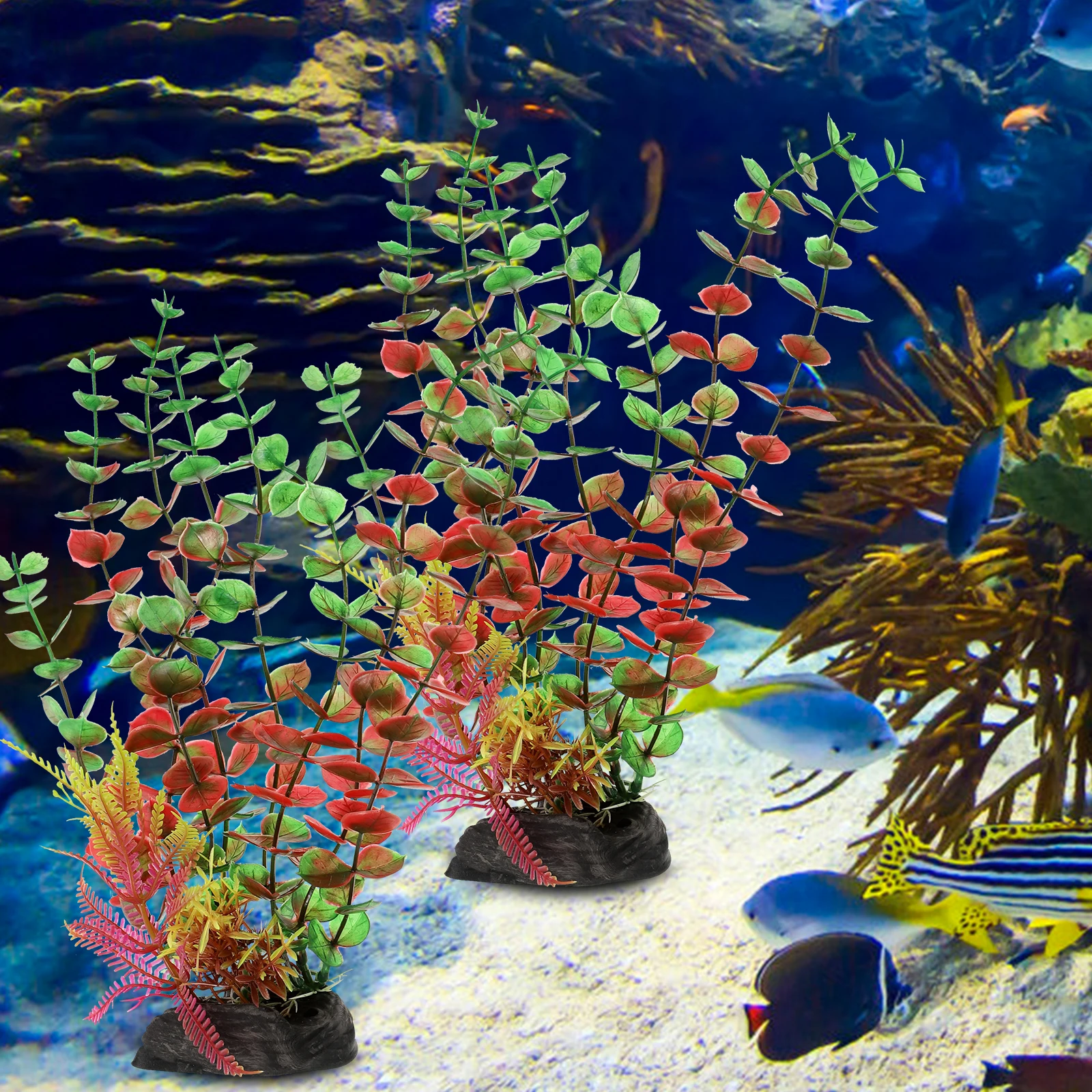 

2pcs Aquarium Plant Decoration Lifelike Fish Plants Realistic Artificial Water Grass Fish Tank Accessories Aquarium for Tank