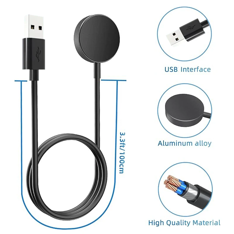 충전기 For 삼성 갤럭시 워치 6 클래식 워치 5 프로 워치 4 클래식 3 액티브 2 1 USB C 마그네틱 충전기고속 충전 독