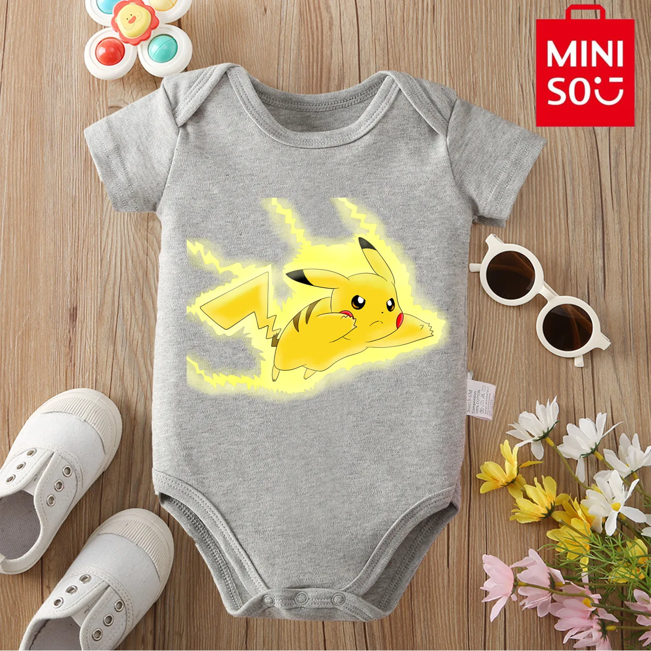 

MINISO Pocket Monster Machamp Cloths Japanese Style Bodysuit for Baby Pure Cotton Onesie Jumpsuit for 0 To 12 Months Newborn