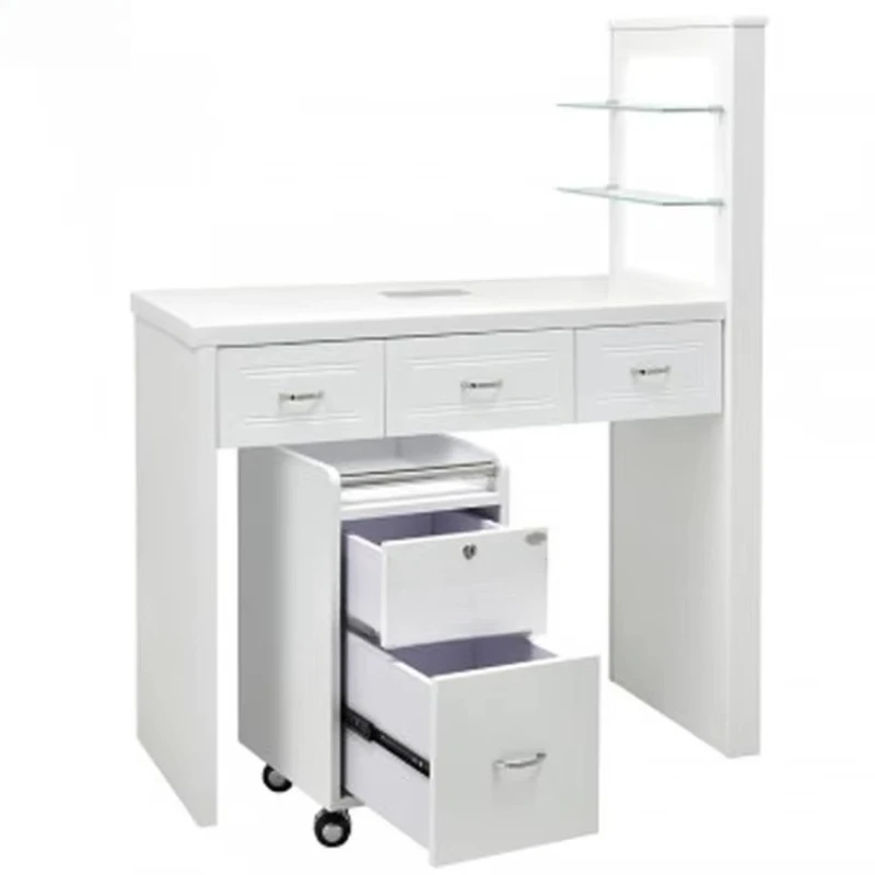 

White Luxury Design Beauty Salon Furniture Nail Art Nail Art Desk with Vent