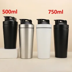 Stainless Steel Shaker Bottle Protein Powder Shaker Fitness 500/750ml Water Bottle Cup Mixer Water Bottles Gym Shakers Sports