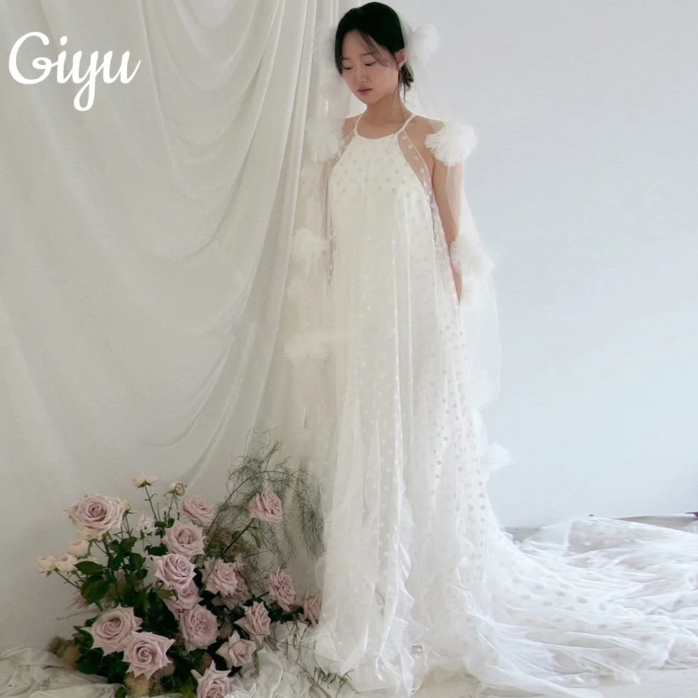 

Giyu New Modern Dot Lace Korea Wedding Dresses Halter Sleeveless 웨딩드레스 Photoshoot Floor Length Bridal Gowns Customised 2025