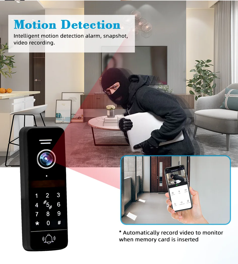 Joytimer WiFi Wireless Video Intercom System For Home Villa Apartment With Password Access Control Video Doorphone Residencial