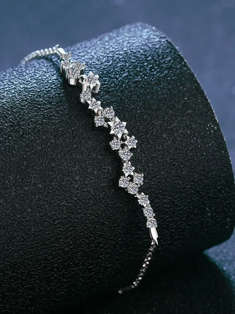 Moissanite 925 Sterling Silver for Women Flower Branch for Style Bracelets Classic Gift GRA Certified
