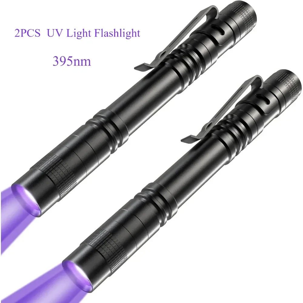 UV / Red Light Flashlight 2 Pack Ultraviolet / Red Light Mini Pen Light with Clip Waterproof Flashlights Special lighting