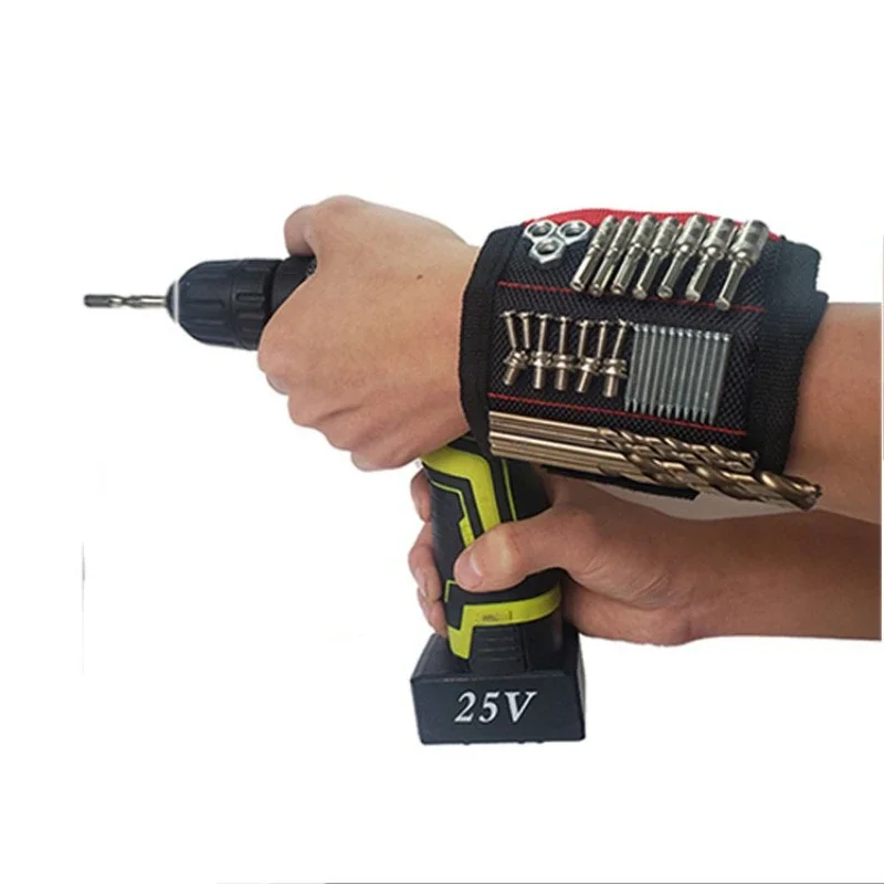 

Wrist tool holder with strong magnet wristband. Magnetic wristband is used to fix screws, drill bits, and suction tools