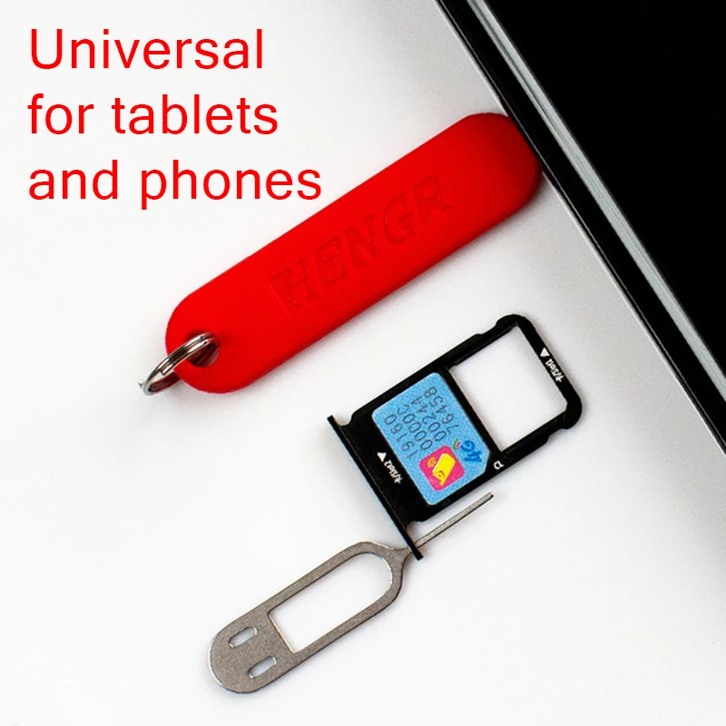 3pcs Silicone SIM Card Pin Keychain Phone ID Card Tray Pins Anti-lost KeyChains Stainless Steel Removal Needle Thimble Keyring