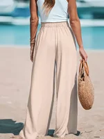 Women's Casual Wide Leg Pants - All Season Comfort Pockets Elastic Waist Loose Fit Solid Color Pants Suitable for Outdoor and Le - Image 6