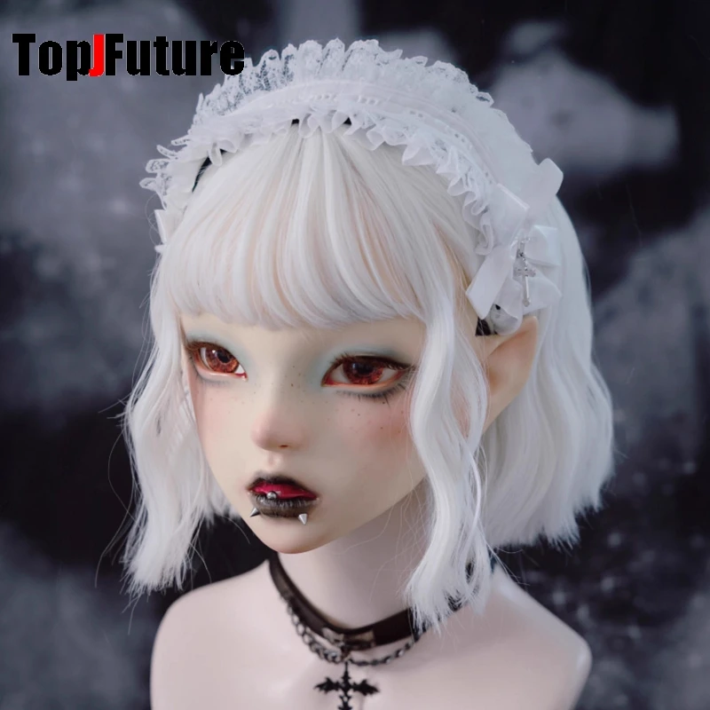 Subculture Y2K GIRL Women's Harajuku Steampunk Gothic Lolita Punk Dark white bow cross flounce lace eadband hair band Accessory