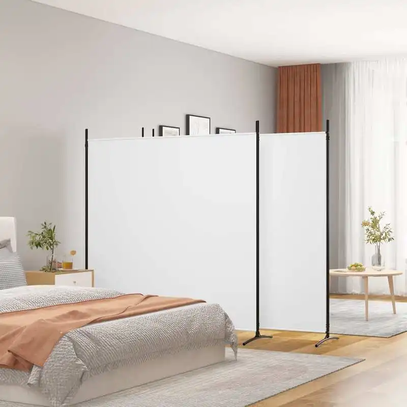 Divisorio a 4 pannelli Bianco 698x180 cm in Tessuto