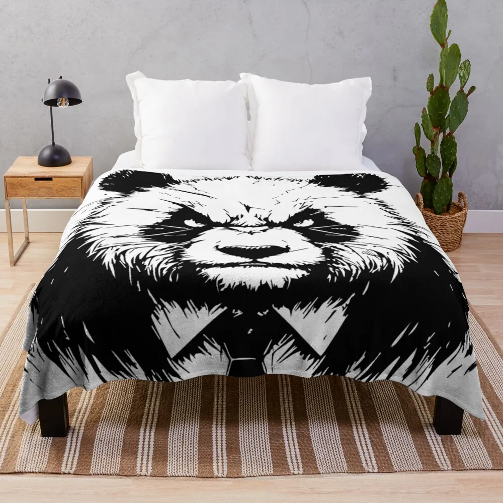 

Angry Panda. Throw Blanket Quilt Furrys Baby Blankets