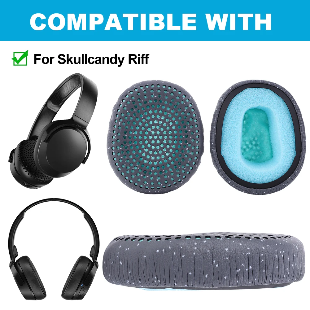 Replacement Ear Pads Cushions Memory Foam Headset Ear Cushions Protein Leather Ear Cups Cover for Skullcandy Riff BT Headphones