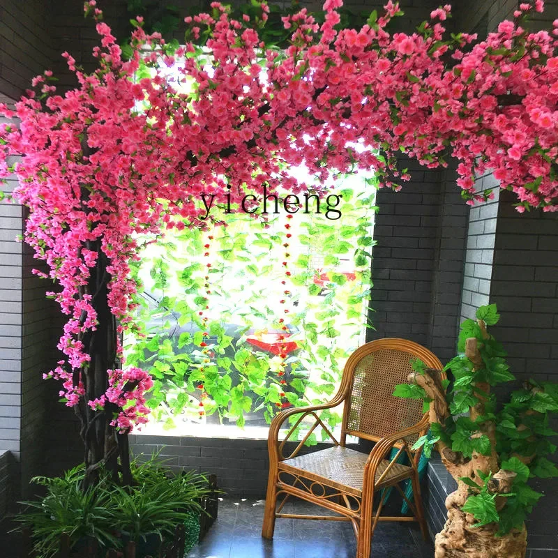 

ww24 Peach Tree Large Plant Artificial Cherry Tree Living Room Interior Decoration Wishing Tree Fake Flower Decoration