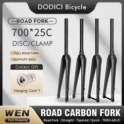 DODICI 700C Road Bicycle Front Fork Straight Tube Tapered Tube Thru Axle Quick Release Full Carbon Fiber Bike Fork Parts