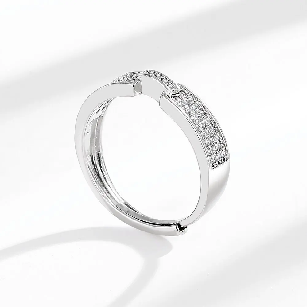 خاتم خفيف فاخر فردي على الطراز البارد من الفضة الإسترليني عيار 925 بتصميم هندسي قابل للتعديل