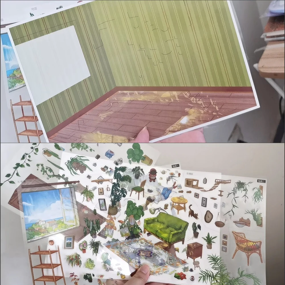 Kawaii ﻿Forest Dwelling Time 3D Cabin Scene Stickers Landscape Stickers DIY Scene Festival Holiday Children gifts