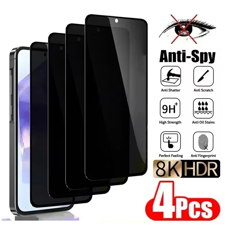 4PCS Privacy Screen Protector For Samsung A56 5G A16 A17 A07 A55 A54 A36 A35 A25 A26 A15 S23 S24 FE S25 Ultra Anti-spy Glass