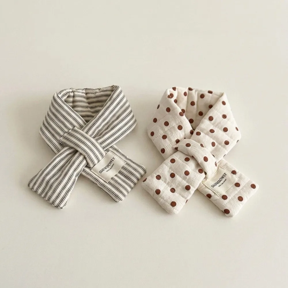 Cute Quilted Cotton Cross Wrap Scarf 3 Colors Warm Neck Warmer Striped Plaid Neckerchief Girls view 3