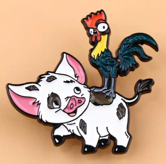 Chicken and ox brooch badge clothing backpack accessories brooch cross-border foreign trade hot selling drip oil chest badge view 4