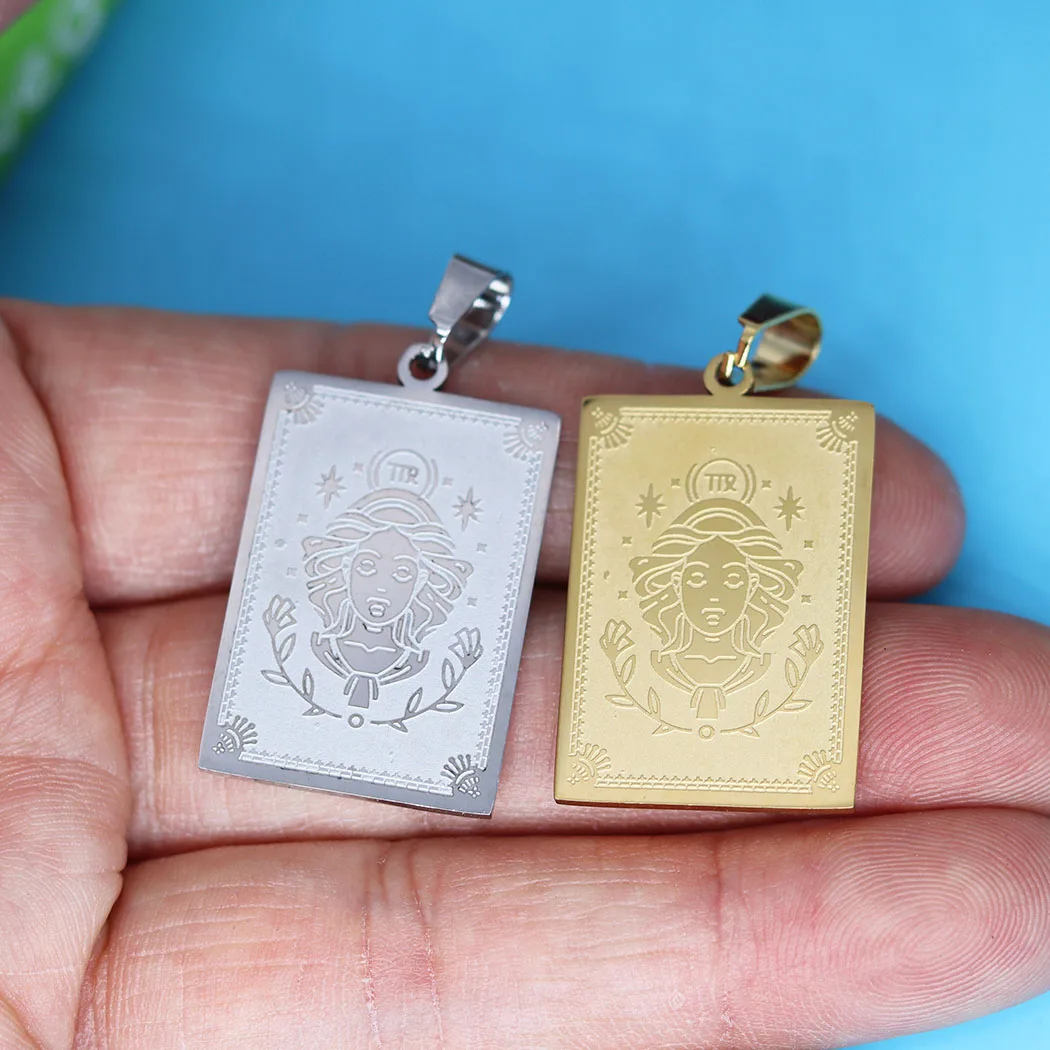 2Pcs/lot Stainless Steel Zodiac Virgo Horoscope For Necklace Bracelets Jewelry Crafts Making Handmade Stainless Steel Charm