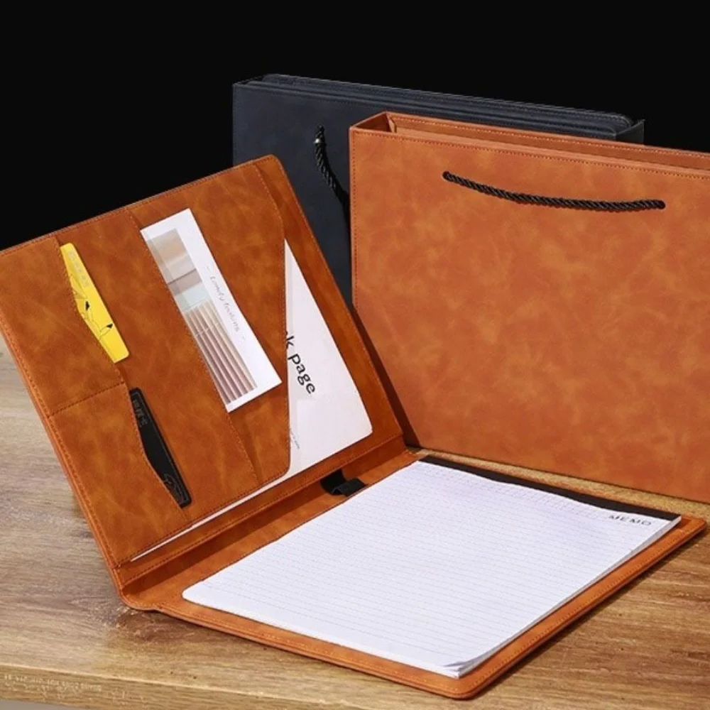 

A4 Leather Clip Board Conference Folder Multifunctional File Storage Business Stationery Folder Data Book Vintage