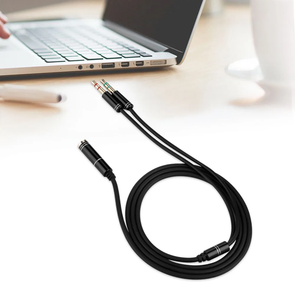 Durable 3.5mm Headphone Splitter 100CM Volume Control Audio Extension Cable Low Loss Mic Earphone Adapter Gaming Computer