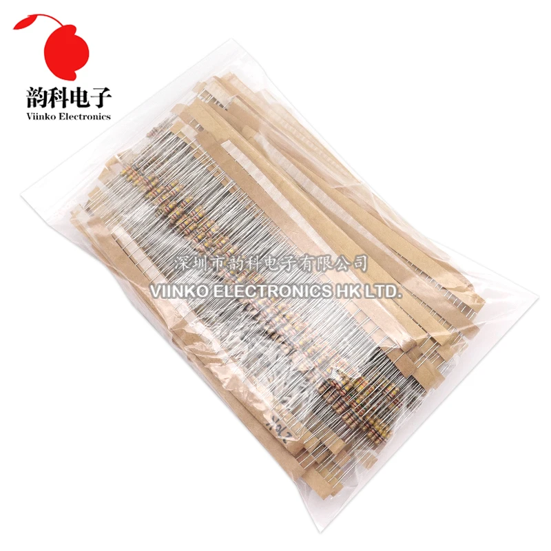 

2500pcs 1/4W Carbon Film Resistor Kit 50 Values 1 ohm - 10M 0.25W 5% Resistance Assortment Set Sample Pack