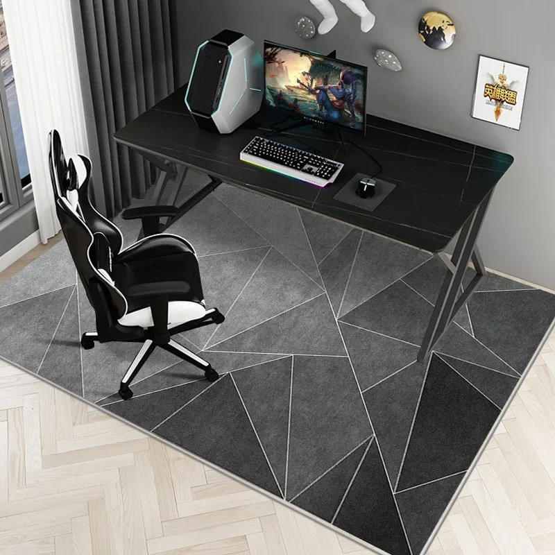 VIKAMA Modern Geometric Crystal Pile Chair Mat Study Room Bedroom Living Room Non-Slip Decorative Carpet